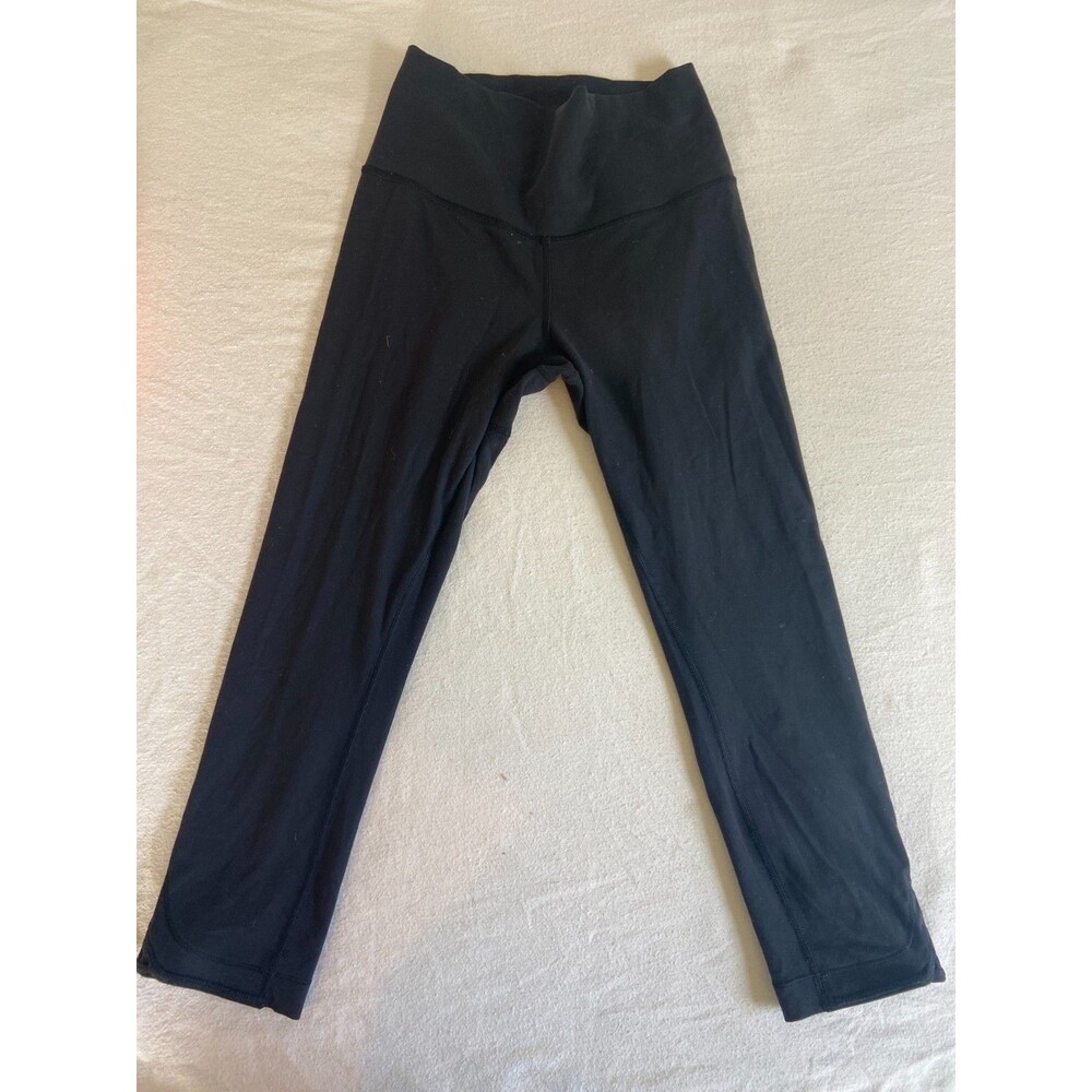 Lululemon Leggings Black Criss Cross Cropped Mesh Size 2